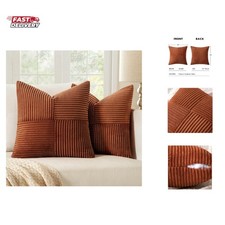 Rust Boho Decorative Throw Pillow Covers 18x18 Inch Set of 2 Terracotta Soft ...