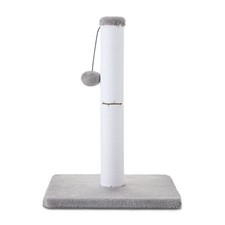 Cotton Rope Cat Scratching Post with Dangling Ball, White and Gray, 17" x 12"