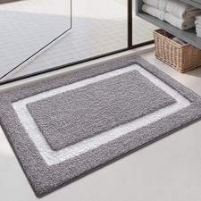 Light Grey White Bathroom Rug 36x24 Inch Extra Soft Absorbent Microfiber Mat