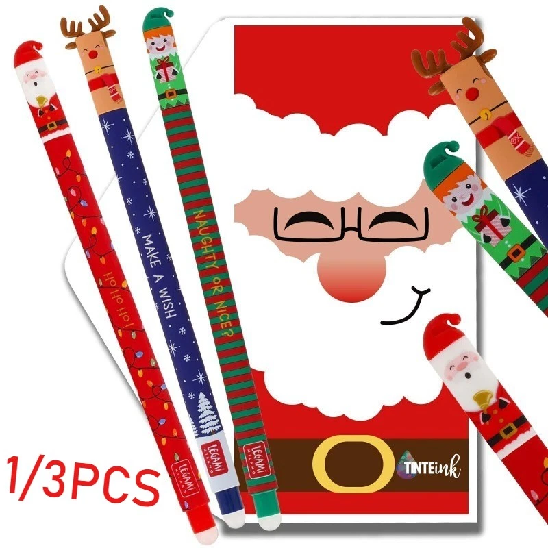 1/3X Neu Legami Set Weihnachten löschbaren Gelstiften Santa Claus Reindeer Elf - Bild 2 von 4