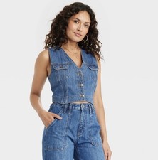 Universal Thread Denim Vest Women s XL Blue J...