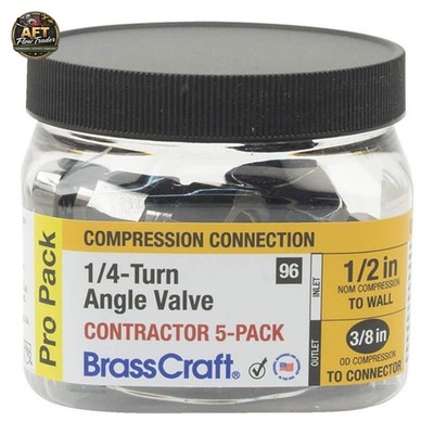 BrassCraft 1/4-Turn Angle Valve 1/2 In. Comp Inlet x 3/8 In. Comp Outlet