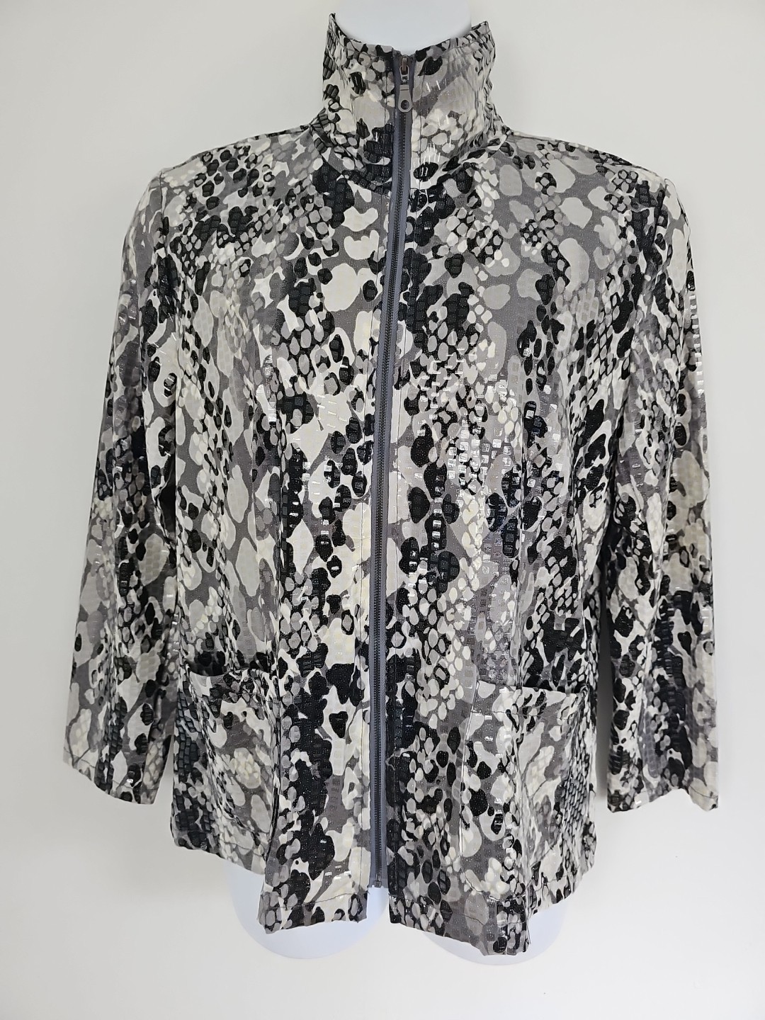 Ruby Rd. Animal Print Full Zip Jacket Size 16 Moc… - image 2