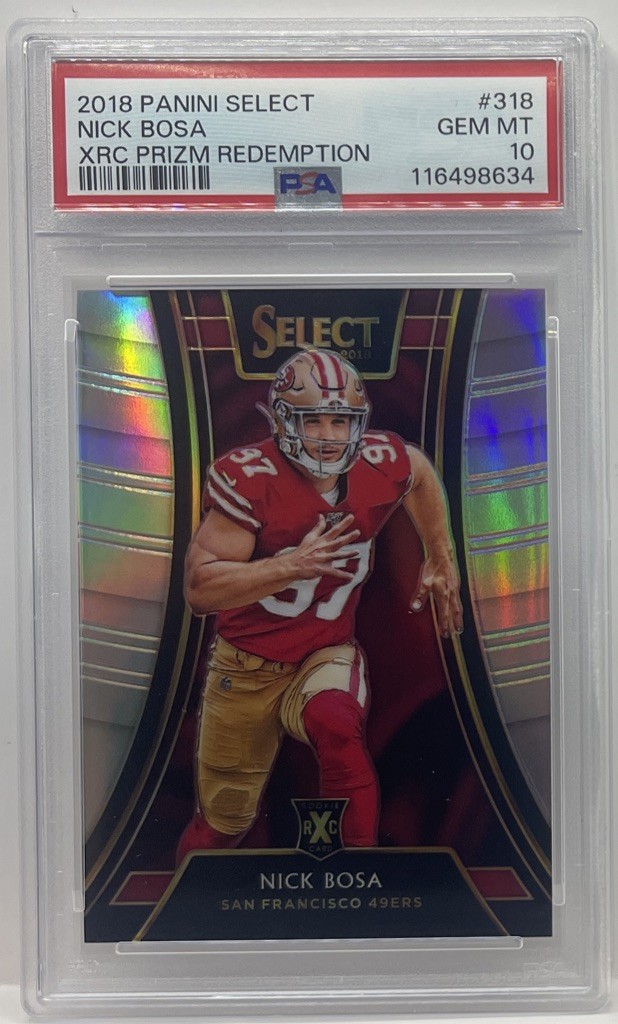 2018 Panini Select Nick Bosa XRC Rookie Prizm RC #318 PSA 10 GEM 49ers SP SSP