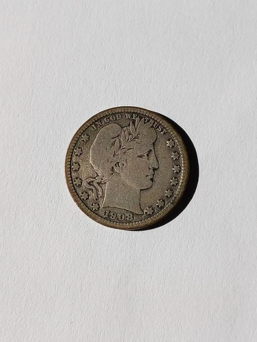 1908-S Barber Quarter San Francisco Mint 90% Silver Quarter