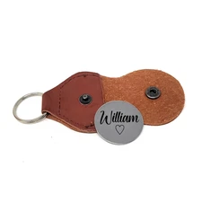 Custom Engraved Leather Keychain Pocket Hug/Coin with Name, Thoughtful Gift Idea