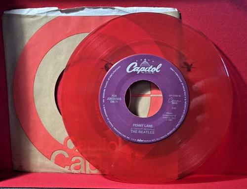 The Beatles-Penny Lane/Strawberry Fields Forever-Red Vinyl Record 45 7" Mono NM