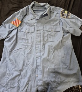 Marcal paper mill Security Guard Blue Short Sleeve Shirt Mens Size Large