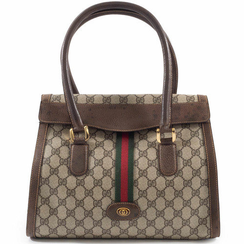 Gucci Bag Used Old Interlocking Handbag Beige Brown Sherry Line