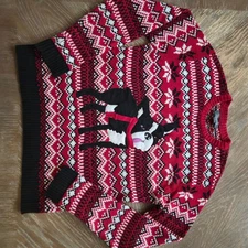 33 Degrees Christmas Sweater Frenchie Bulldog On Sweater Size Small 100% Cotton
