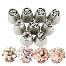 9pcs Russian Piping Tips Cake Decorating Nozzles Flower Cream Baking Tools