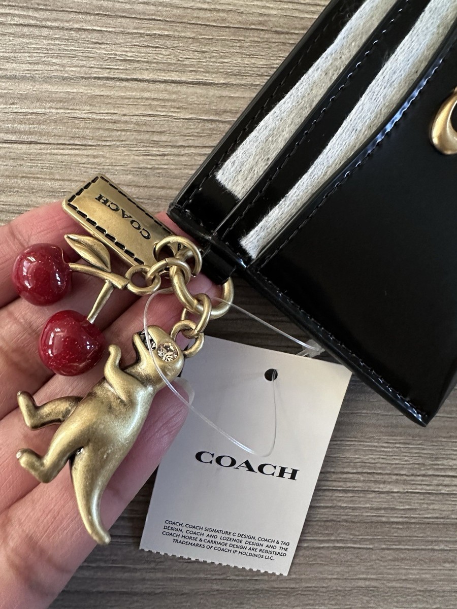 NWT Coach Essential Card Case In Spazzolato Leather With Charms