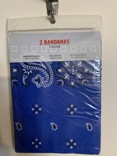 Men s Blue Paisley Two-Sided Bandana 2-Pack - 100 Cotton, Brand New