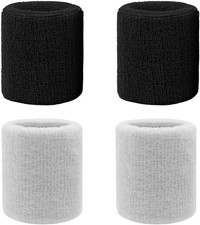 4 Pack 3 Inch Wrist Sweatbands Tennis Wrist Bands Absorbent Sweat Band for Men a