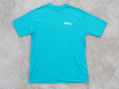 vintage LL Bean Shirt XL Script Color block Teal aqua blue Single Stitch mens