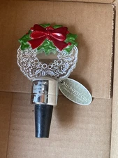 MIDWEST CBK CHRISTMAS HOLIDAY WREATH BOTTLE STOPPER CORK BLINKING LIGHTS 5.5'H
