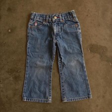 Guess Jeans Girls Blue Denim Jeans Elastic Waist Embroidered Logo Classic - 2T
