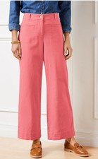 NWT SOLD OUT Talbots Wide Ankle Pink Rosette Twill Pants Size 8 Retail 99