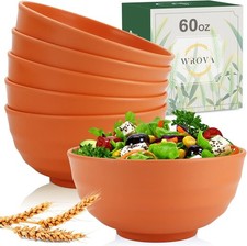 Wheat Straw Bowls Set 60 OZ Unbreakable Large Cereal 60 oz, Orange