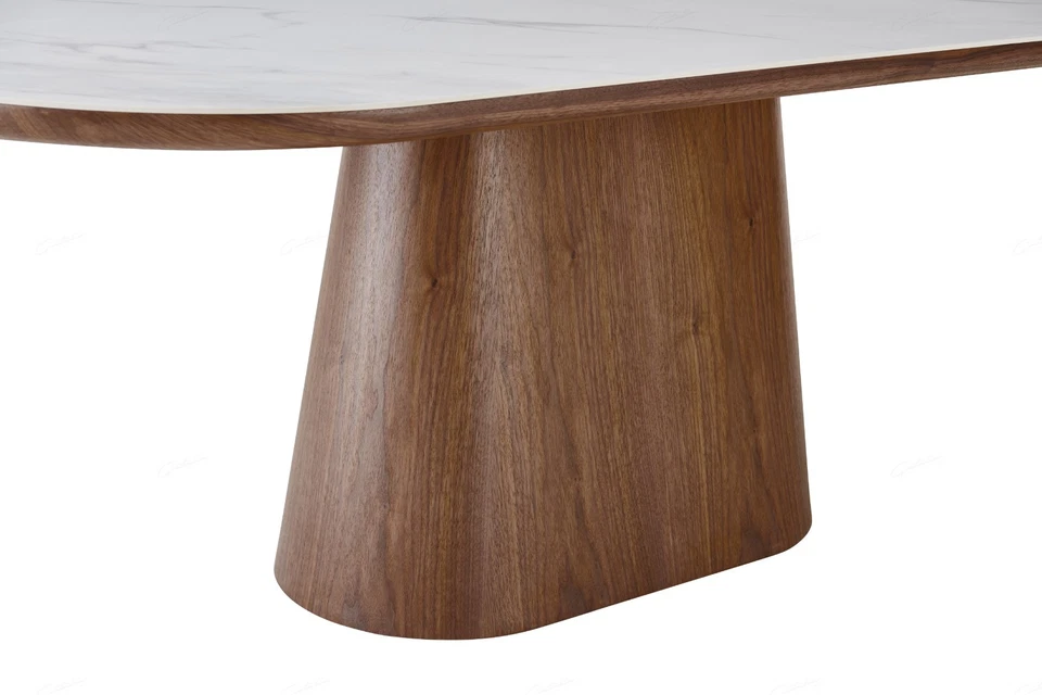 Bianca 200 cm Oval Dining Table - Walnut & White Sintered Stone - Image 4 of 4