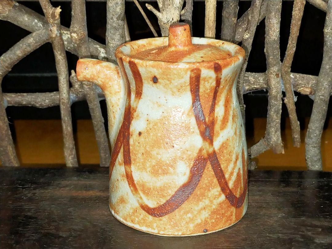 Vertedor de salsa de soja Shino japonés antiguo tradicional cerámica blanca M...