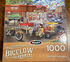 RoseArt 1000 Piece Jigsaw Puzzle Chris Bigelow Country Hot Rod Garage Cars