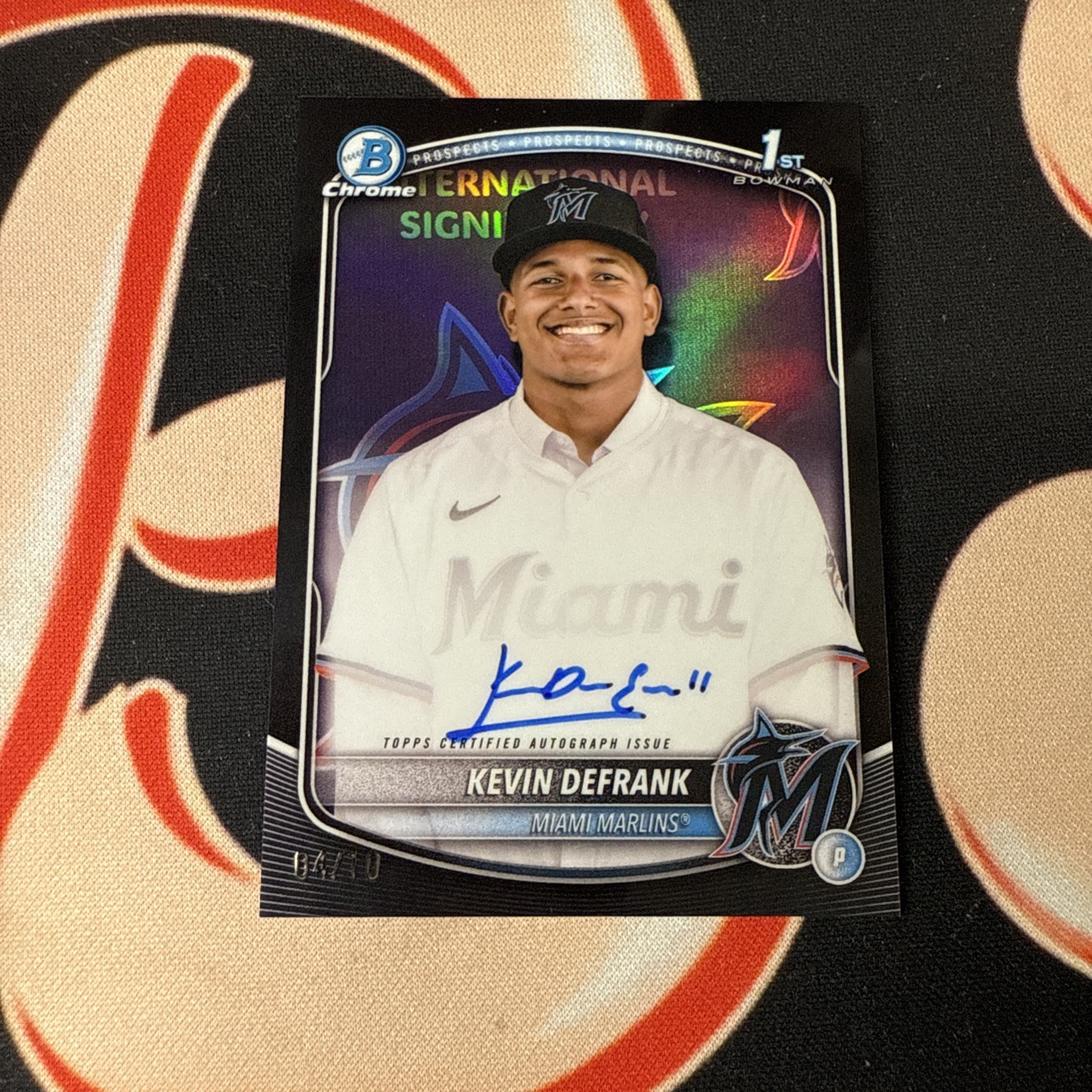 2025 BOWMAN CHROME KEVIN DEFRANK 1ST BOWMAN AUTOGRAPH BLACK REFRACTOR AUTO /10