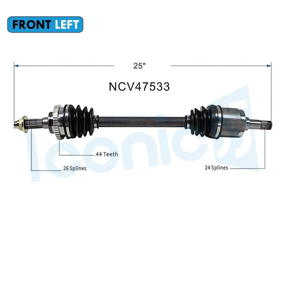 Conjunto de eje CV delantero izquierdo para Kia Sephia 1995-97 1992-1995 Mazda MX-3 NCV47533 Foto 2 de 4