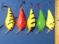 Lot of 5 Strike King and Similar Large Square Bill Crankbait Lures  Various