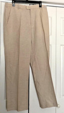 Perry Ellis Linen Blend Men's Flat Front beige Dress Pants 34x32 new