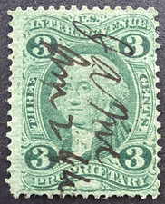 US Scott # R18c Revenue Perf Proprietary 3c Green George Washington