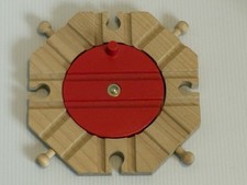 Battat Wooden Railway Roundabout 8-Way Turntable Switch Track Compatible W/ Brio
