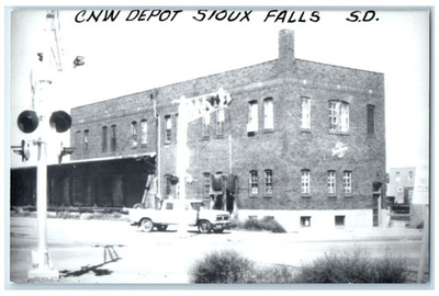 #ad c1960 CNW Depot Sioux Falls South Dakota Train Depot Station RPPC Photo Postcard $29.95