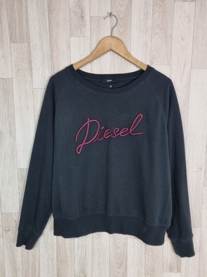 Diesel Damen Gr. M gesticktes Logo Spellout Sweatshirt schwarz & bordeaux 