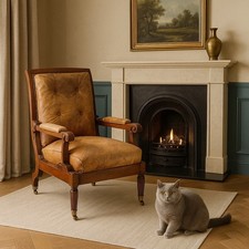 Fauteuil Inclinable Louis Philippe Ancien Noyer Italie du XIXe Siècle Original