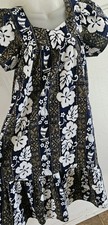 Aloha Republic Hawaiian Sea Turtle Sail Boat Floral Women's Med Mumu Dress Lknu
