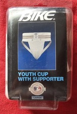 Bike Youth Jock Strap Boys Large White 26-32 Waist Cup Supporter NOS
