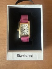 LADIES WOMEN'S RIVER ISLAND PINK STRAP RECTANGLE WATCH RRP £40*NEW*
