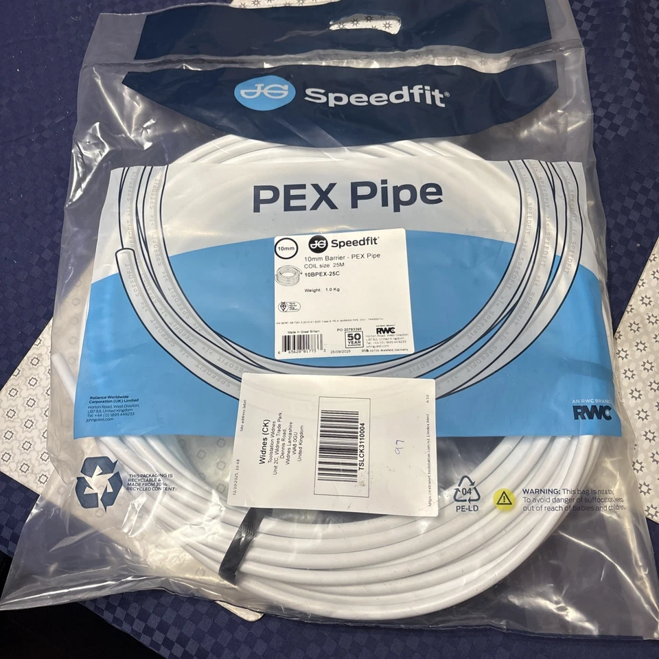 JOHN GUEST SPEED FIT JG SPEEDFIT 10MM PEX BARRIER PIPE CUT TO LENGTH PUSHFIT/BATHROOM/KITCHEN/DIY
