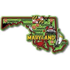 Maryland Colorful State Magnet by Classic Magnets, 4.6" x 2.6"