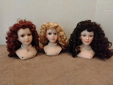 3X Porcelain Doll Heads W Breast plate. 6"