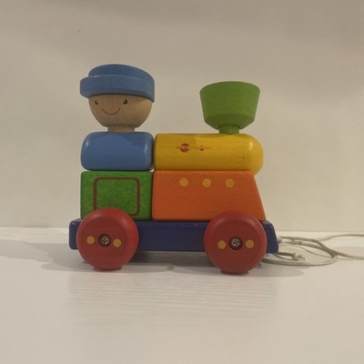 Vintage Rare HTF Plan Toys Stacking Train Wooden Toy Baby Einstein! 