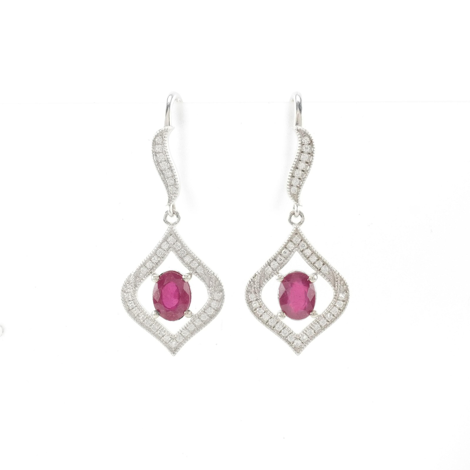 Ruby Sterling Silver Fish Hook Dangle Earrings Pi… - image 9