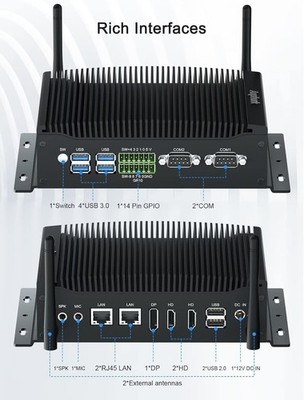 Mini Industrial PC Core i3-10110U 8GB DDR4 256GB SSD Lüfterlos leise 4K 2x LAN