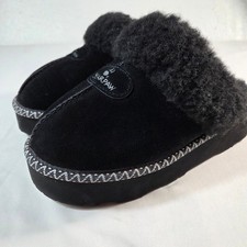 Bearpaw Loki Platform Black Suede Slippers Womens 7