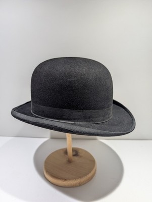 1920s Antique ''Devon'' Bowler Black Hat English Classic Derby
