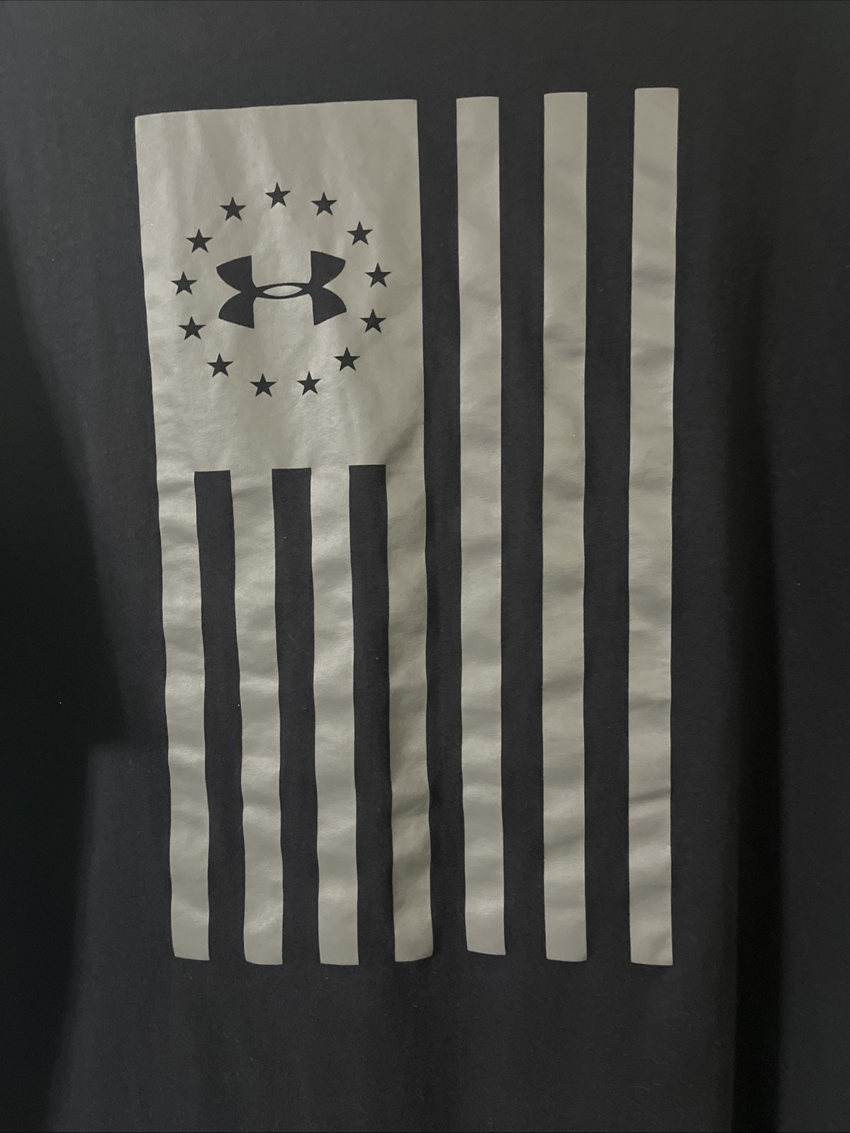 Under Armour Men Black T-Shirt Sz. 2XL Graphic Print “Freedom” Flag Short Sleeve thumbnail 10