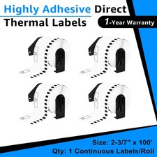 4 Roll 62mm CONTINUOUS Compatible for Brother DK2205 Labels w/4 Frame QL1050 710