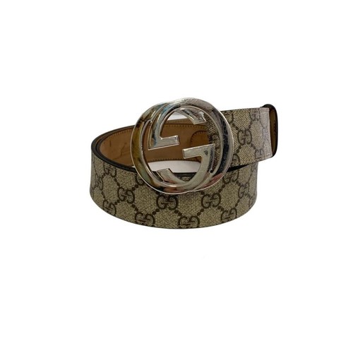 Used GUCCI◆Interlocking G/belt/leather/BEG/allover pattern/men's/411924 KGDHN//