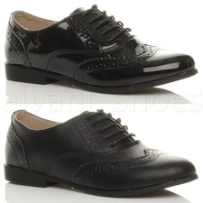 DAMEN FLACH NIEDRIGER ABSATZ ZUM SCHNÜREN ELEGANT VINTAGE OXFORD SCHUHE BROGUES GRÖSSE